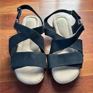 Black and Tan Strappy Sandals